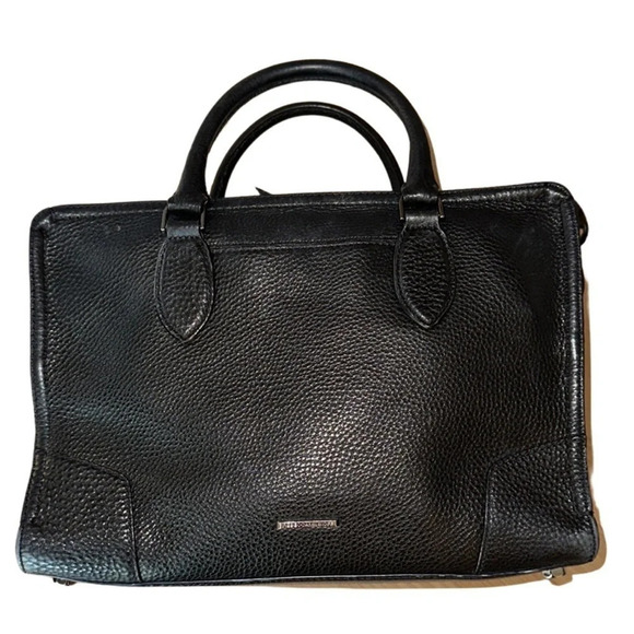 Rebecca Minkoff Black Pebbled Leather Top Handle Black Studded Bag